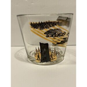 Vintage Lumber / Sawmill Themed Glass Ice Bucket Barware 5”x6”